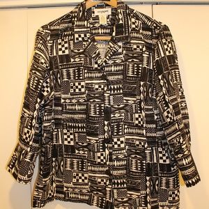 Easy Spirit Black & White Pattern Jacket Size L